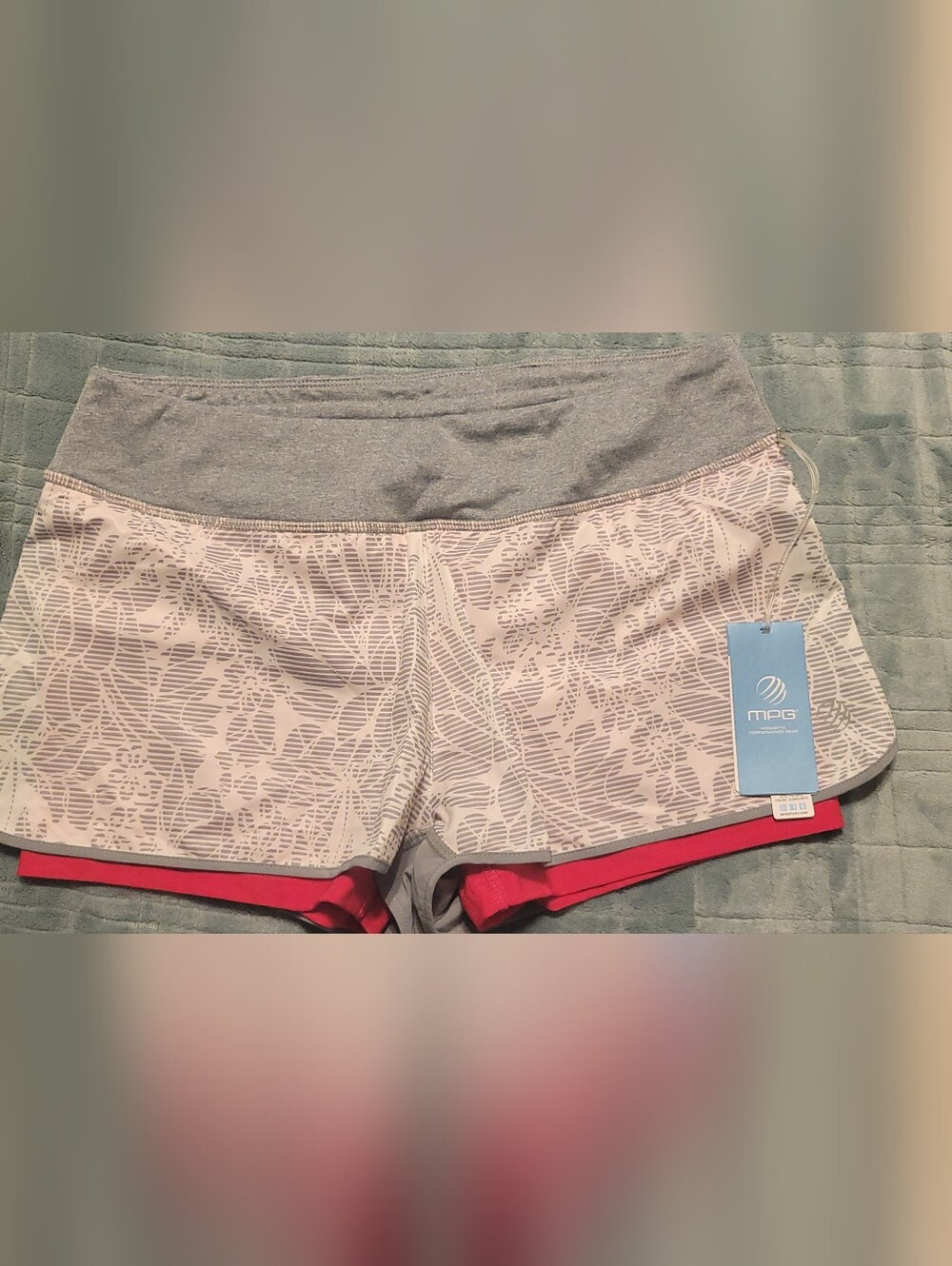 Mondetta Grey Shorts with Pink Waistband and Pattern